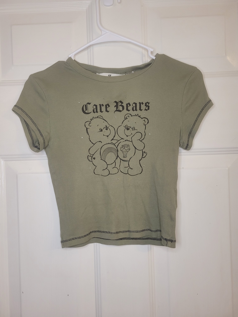 H&M Olive Green Care Bears Graphic Tee